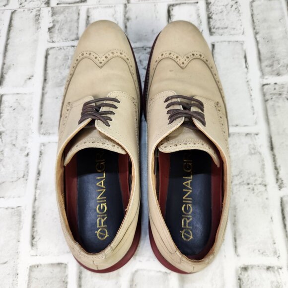 Cole Haan Original Grand Men\'s Size 10.5 Beige Nubuck Wingtip Oxford Casual Shoe main image 6